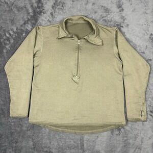 US Army Shirt Small Tan Beige Midweight Waffle Grid Fleece ECWCS Gen III